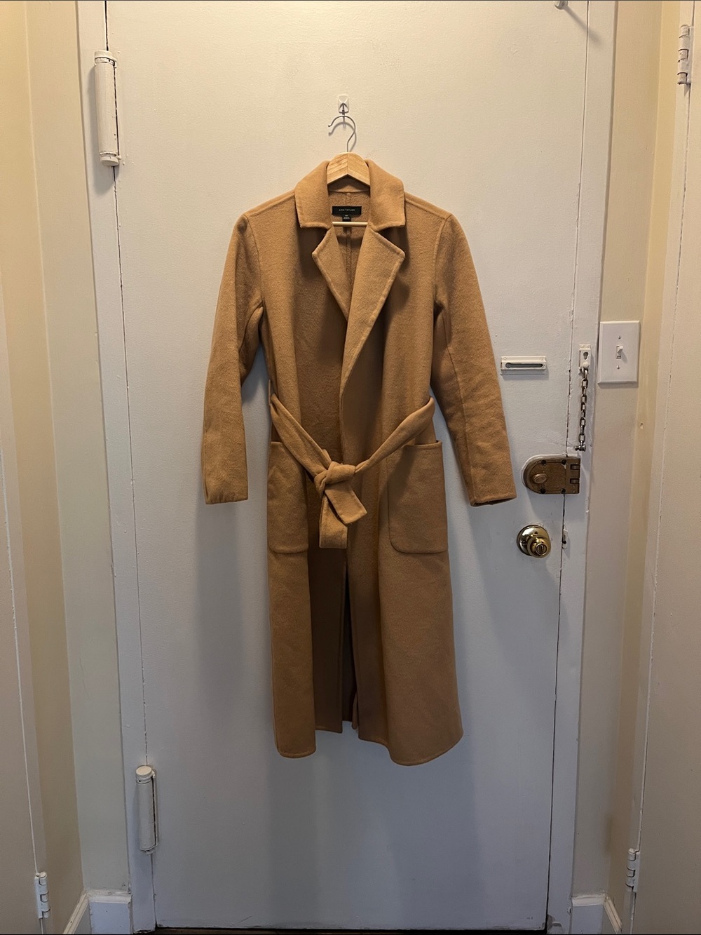 Ann Taylor Camel Tan Belted Long Coat